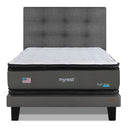 Cama Europea My Rest Dual Sense 1.5 Plazas Box Respaldo Tignes Gris - confort superior y base firme para un sueño reparador