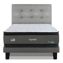 Cama Europea My Rest Dual Sense 1.5 Plazas Box Respaldo Tignes Plata - confort superior y base firme para un sueño reparador