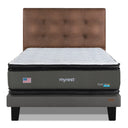 Cama Europea My Rest Dual Sense 1.5 Plazas Box Respaldo Tignes Habano - confort superior y base firme para un sueño reparador